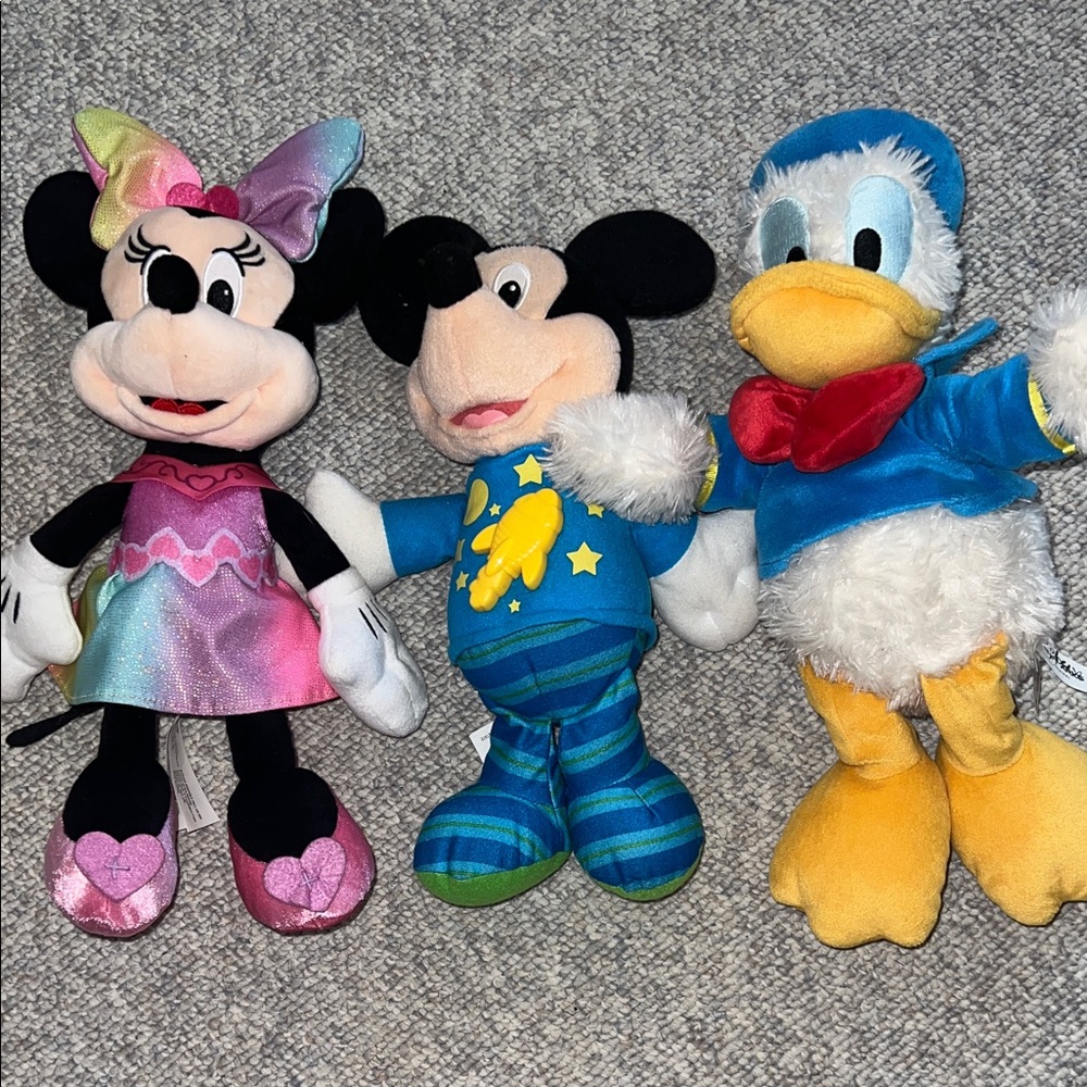 Disney Colorful Plush Trio - Minnie, Mickey, and Donald